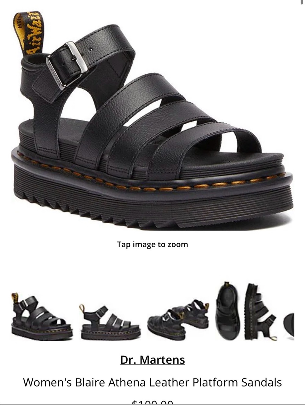 Dr. Martens Black Leather Platform Strappy Sandals